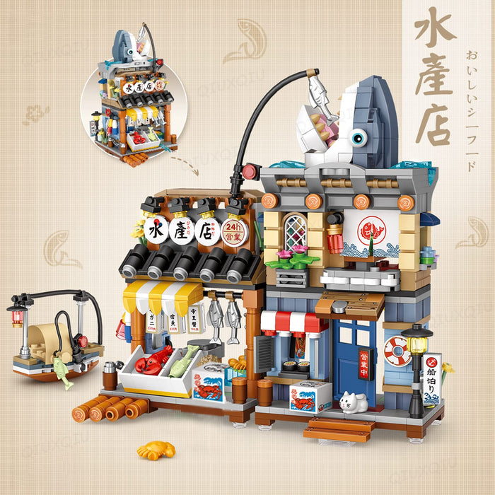 Japanese Street View Seafood Store Building Blocks （1231 PCS）