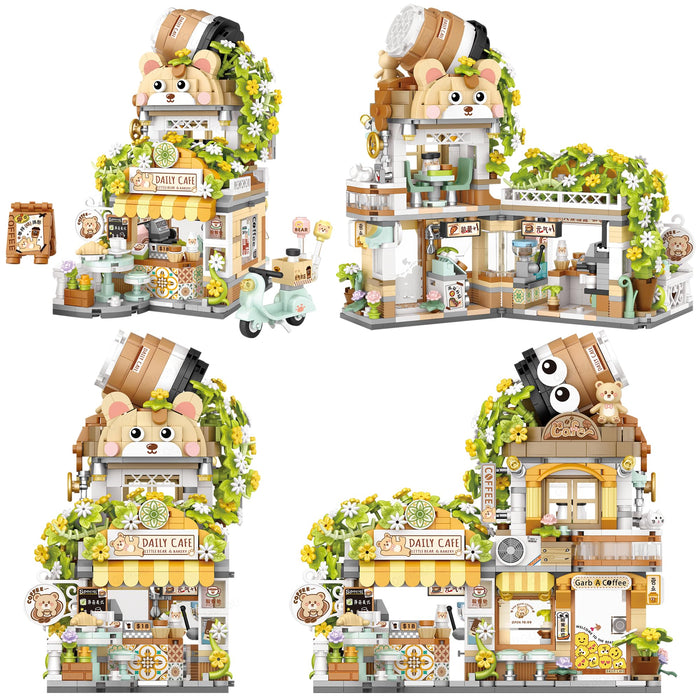 Japanese Street View Mini Coffee Shop Building Blocks(1077)