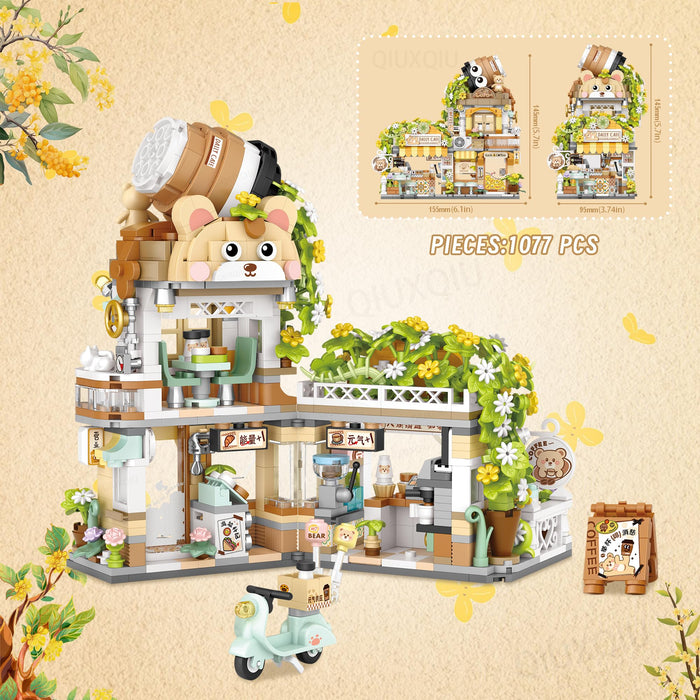 Japanese Street View Mini Coffee Shop Building Blocks(1077)