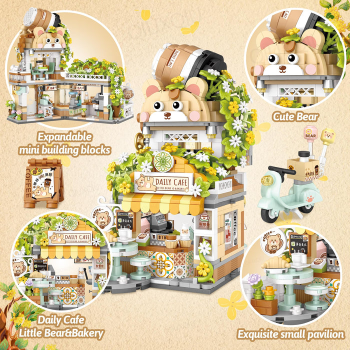 Japanese Street View Mini Coffee Shop Building Blocks(1077)