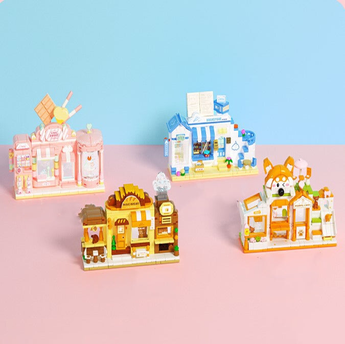 Pet Candy Bakery Book Folding Micro City Building Sets