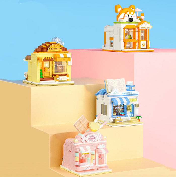 Pet Candy Bakery Book Folding Micro City Building Sets